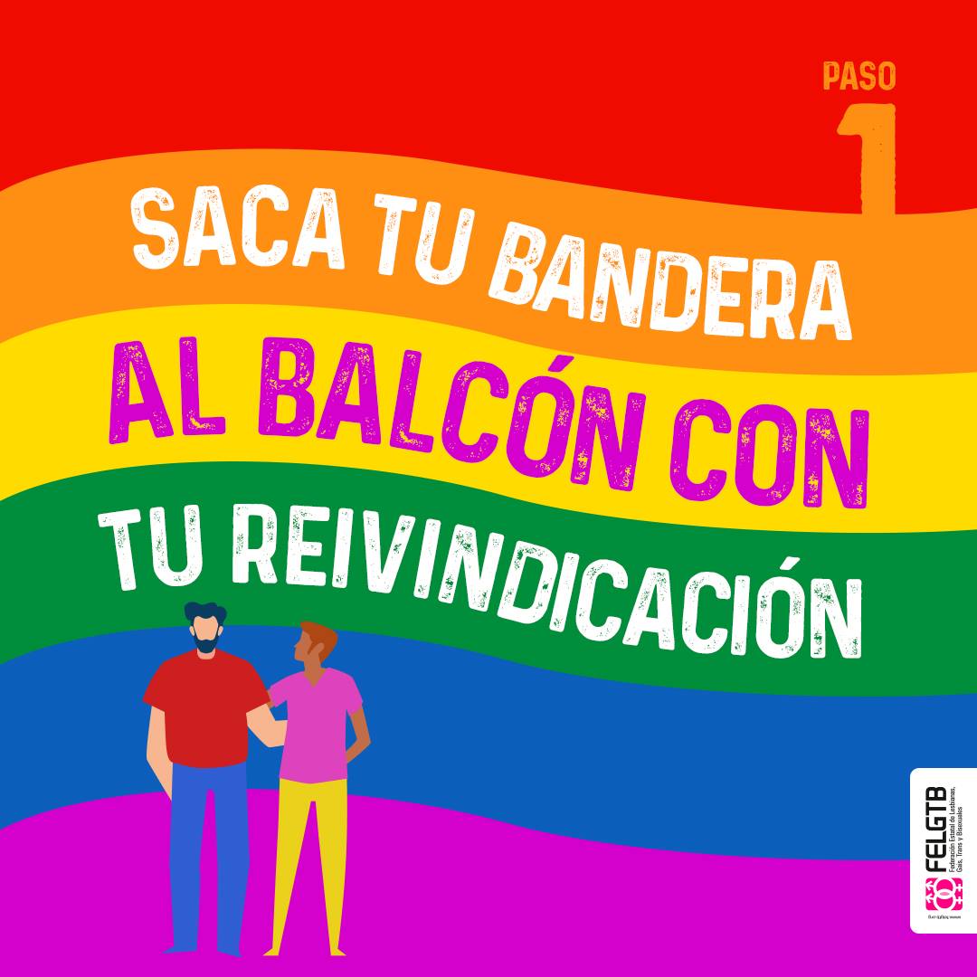 FreedomLGBT's tweet photo. 🇪🇸 Participa en el #OrgulloLGTBI
1 🏳️‍🌈 Cuelga tu bandera al balcón/ventana con tu reivindicación para este #Orgullo. 
2 📸 Hazle una foto y compártela con el #MiBalcónMiOrgullo.
✊ ¡Inundemos balcones y ventanas con nuestras reivindicaciones y los colores del arcoíris! #freedom https://t.co/Dto44IOtoY