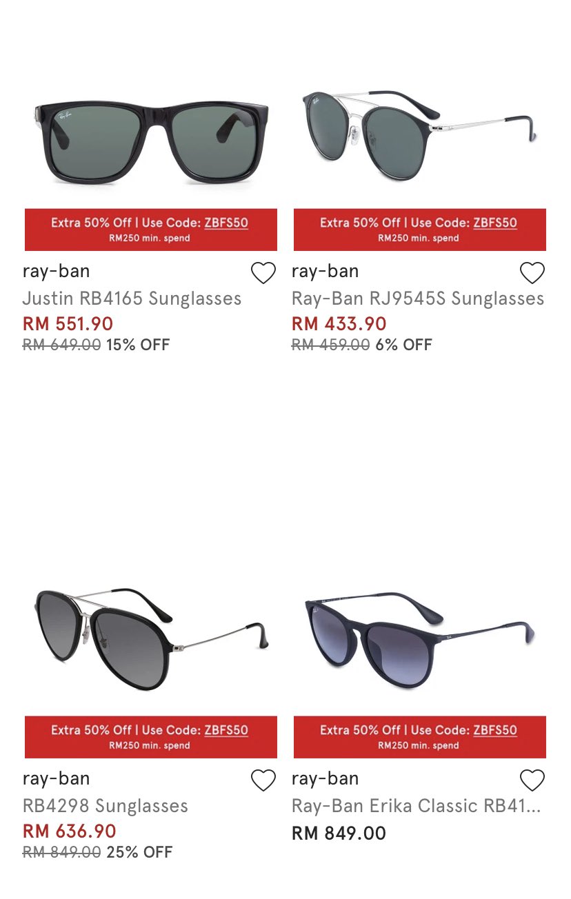 50 off ray bans