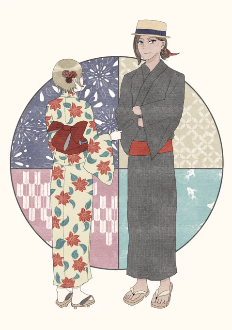 監督生ちゃんいる/2枚日本の夏にもお祭りや花火大会があってね浴衣という服を着ていくんだよ??/ジャミ監/ジャミユウ#twstプラス#ツイステプラス#twst_NL 