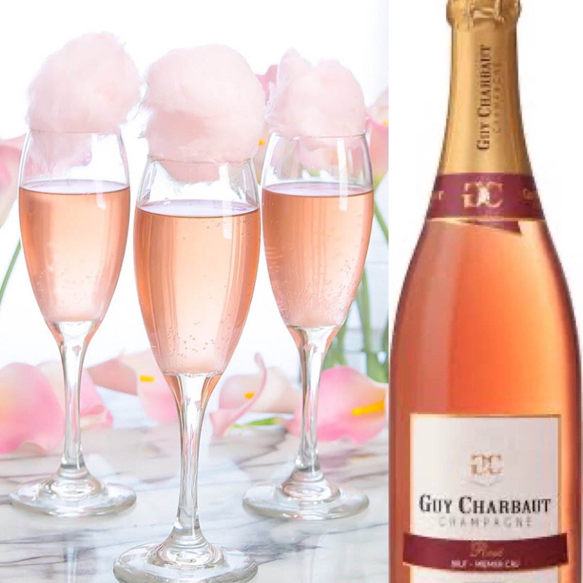 Time for summer cocktails &amp; time to celebrate with this cotton candy cocktail using our Rose champagne 🍸🍾