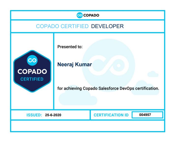 Two more in the bucket. 

#Copado #CopadoCertifiedAdministrator #CopadoCertifiedDeveloper #Salesforce #SalesforceDevOps #DevOpsTools