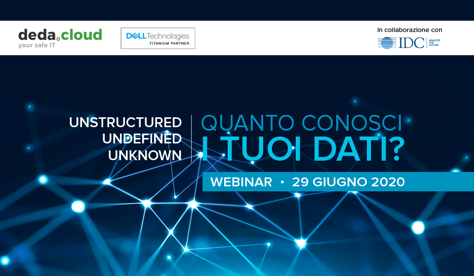 IDCItaly's tweet photo. Unstructured, undefined, unknown: quanto conosci i tuoi dati?

Best practice, KPI e tecnologie di #datamanagement nel nuovo webinar di IDC e @DEDAGROUP_ICT in diretta il 29 giugno alle 14:30. 

Live streaming ➡ https://t.co/ai59c4GI1C https://t.co/m8w7JLP8ta