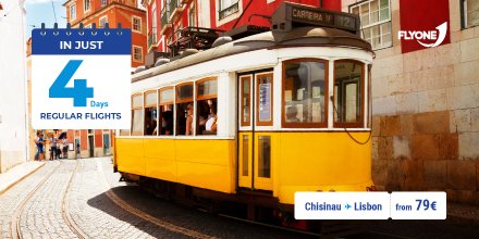 ✈️✈️There are only 4 days left until the relaunch of regular flights ✈️✈️
🌏Travel to Lisbon with FLYONE 👉 tickets from 70 euros 🌏
Book NOW on flyone.eu ✅