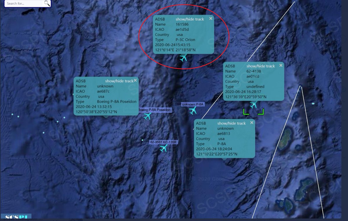 SCSPI did not mention the lone P-3C, mislabelled in the SCS Probing Initiative graphics as belonging to the “usa.”  The U.S. Navy has retired all of its P-3C Orions.The P-3C operating in this picture is most likely operated by Taiwan./8