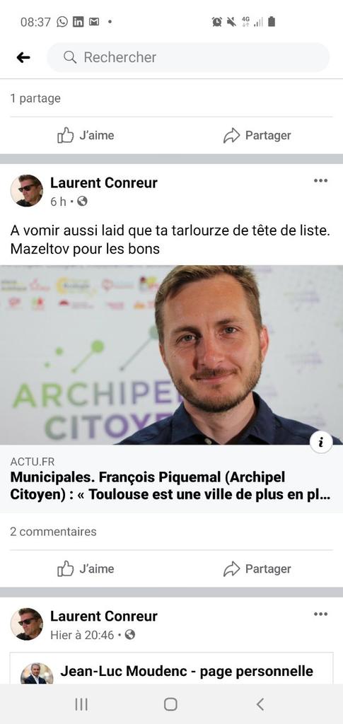 FraPiquemal's tweet photo. Voici où se finit la campagne de caniveau de l'équipe sortante à #Toulouse.
Ce M.Conreur travaillerait au cabinet de @jlmoudenc. Son jugement esthétique n'est pas un soucis,j'ai renoncé à Mister France il y a longtemps, son homophobie crasse et assumée elle est inacceptable https://t.co/VJFR4Ydlp4