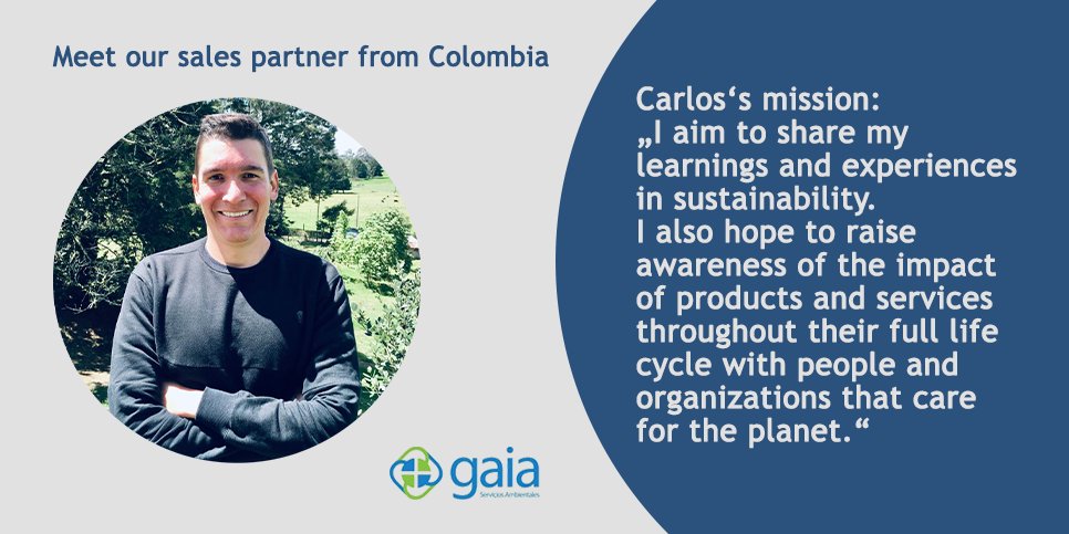 Meet our sales partner from Colombia! Today, we'd like to introduce Carlos Naranjo from <a href="/GaiaAmbiente/">Gaia Servicios Ambientales🌎</a>. Carlos and his peers offer a wide variety of #consulting services and #software for corporate and product #sustainability. Learn more about them at: gaiasa.com