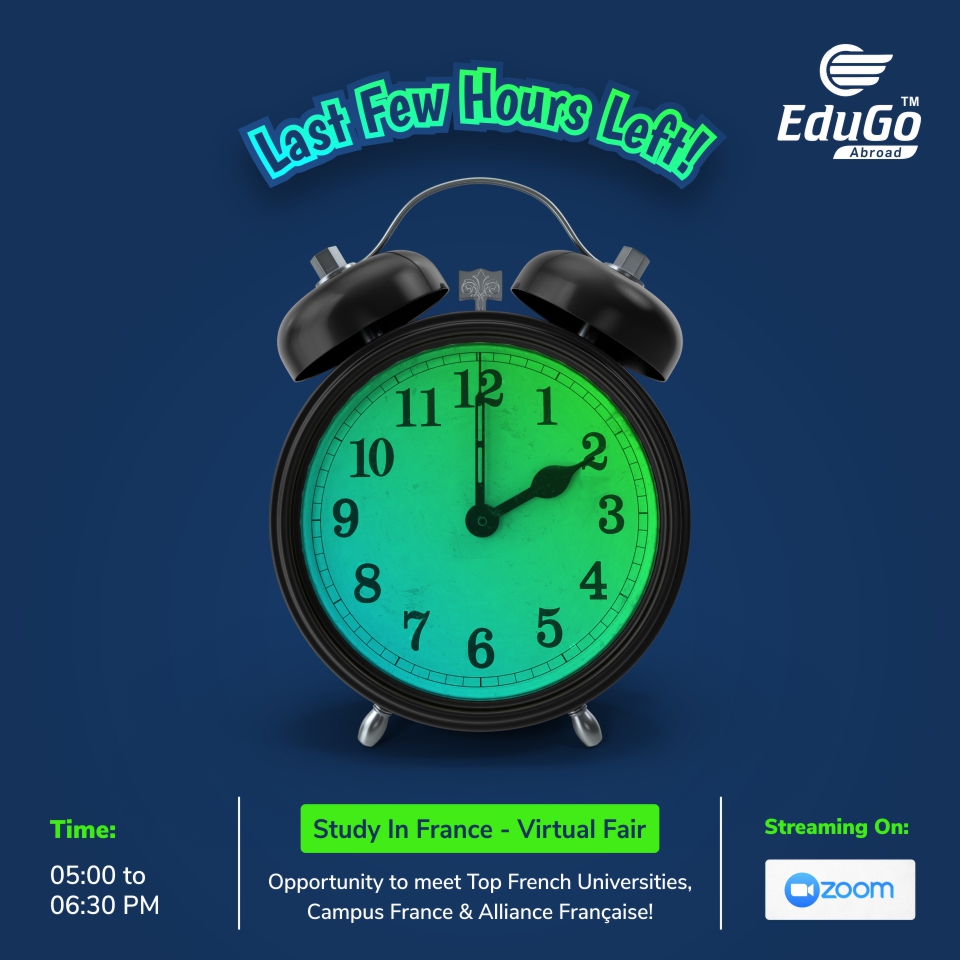 Edugo_Abroad's tweet image. Last Few Hours Left!
So Closed to Start: Study In France - Virtual Fair.

Hurry up &amp;amp; be the part of this live session.

Virtual Fair Details:
edugoabroad.com/france-virtual…

Time: 5:00 to 6:30 PM
#StudyInFrance #VirtualFair #ManagementStudy