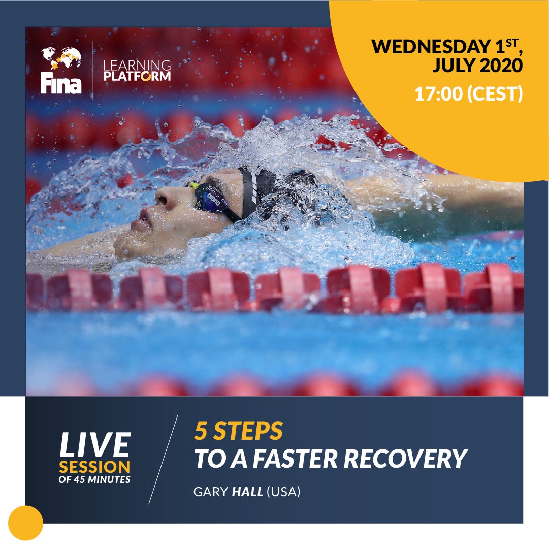 WorldAquatics's tweet photo. ๐ #FINAlearningplatform
Join ๐บ๐ธ@garyhallsr1 in next week's LIVE Sessions on our Learning Platform.
Fundamentals of Fast Swimming - Tue, 30 June at 17:00 CEST
Five Steps to a Faster Recovery - Wed, 1 July at 17:00 CEST
Go to session: learning.fina.og/live
#swimming https://t.co/HI0OgZMqKg