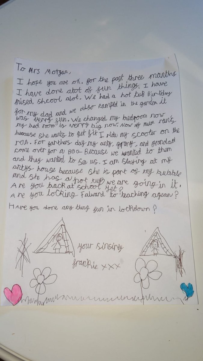 KirstCH's tweet photo. Frankie really enjoyed her home learning this week! She's missing her school, friends &amp; teacher so enjoyed telling Mrs Morgan all about what she's done during lockdown! @RSch_Year2 @RhayPrimaryHead @RSch_Primary #keepingintouchweek https://t.co/uR09E1S4aR