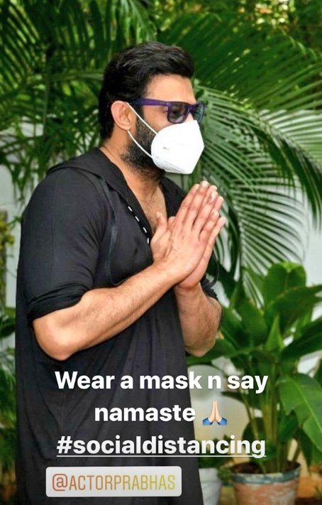 ActorPRABHA's tweet photo. @BaahubaliMovie @RanaDaggubati @Shobu_ @arkamediaworks Wear mask. Stay safe. https://t.co/nKILJAV78k