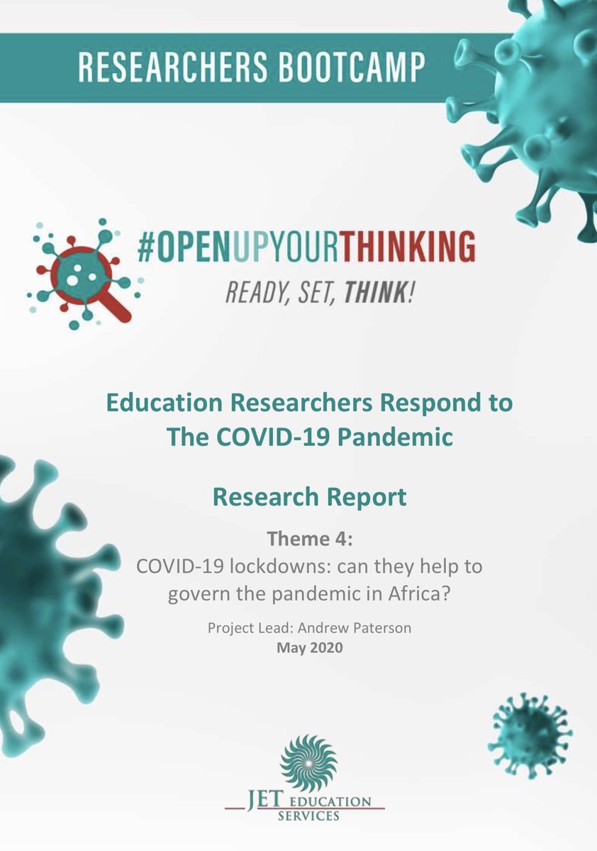 JETEdServices's tweet photo. ANNOUNCEMENT: We are pleased to share the 'Researchers Bootcamp' Theme 4 report: COVID-19 lockdowns: can they help to govern the pandemic in Africa? is now available!
Download the outputs here: https://t.co/oBRo349KLv
#ResearchersBootcamp
#OpenupYourThinking https://t.co/Z83np01V3V