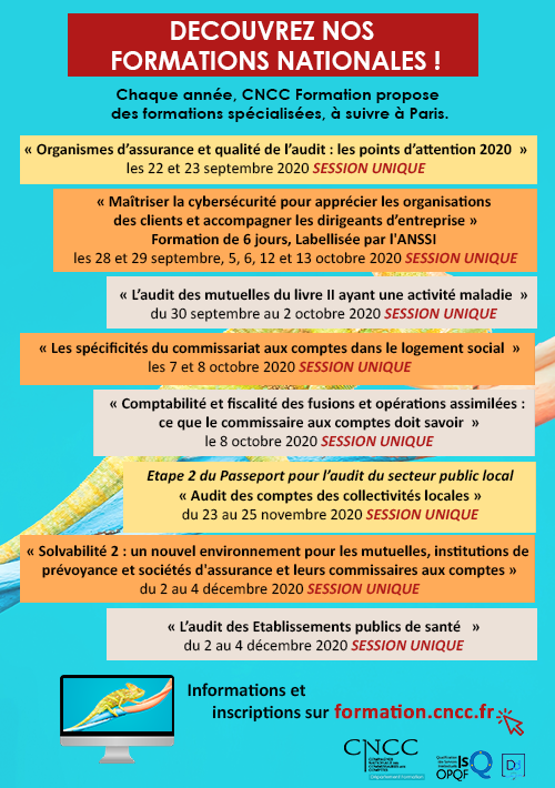 👋Les formations nationales de <a href="/CNCCFormation/">CNCC Formation</a> commencent dès le 22 septembre ! Une seule session par #formation, consultez le programme et inscrivez-vous pour réserver vos places !

👉 Infos et inscriptions : bit.ly/3dwkjia

#CAC