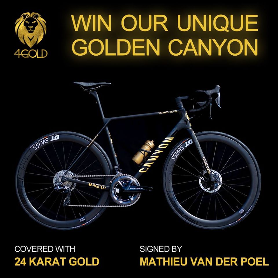 Canyon_Spain's tweet photo. ¡Celebramos el inicio de la temporada!
@canyon_bikes y @4Gold_ se unen con Color-Monkey y el resultado es esta maravillosa obra de arte, una #ultimatecfslx LTD cubierta con pan de oro de 24 quilates y firmada por @mathieuvdpoel.
¡Puede ser tuya! 👉🏻 https://t.co/SoNS7fJjs0 https://t.co/khGZRzz9fy