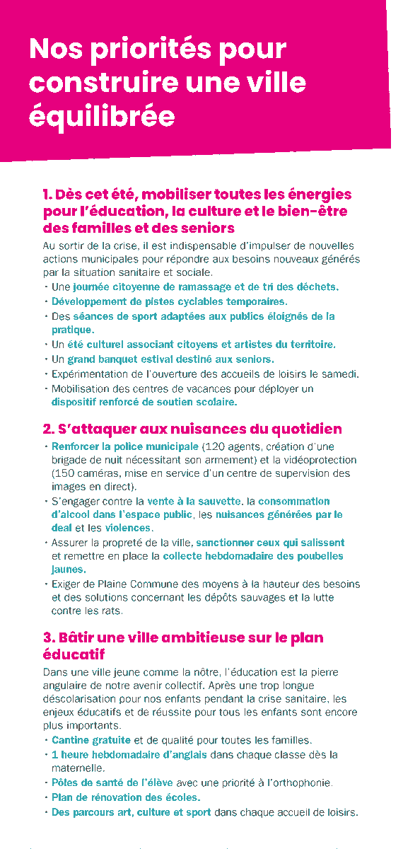 NotreSaintDenis's tweet photo. ✊ [DERNIER JOUR DE CAMPAGNE !] 6 bonnes raisons de voter ce dimanche 28 juin pour une nouvelle équipe et un avenir meilleur à Saint-Denis avec @MathieuHanotin 1/3

#VilleEquilibrée #Hanotin2020 #Municipales2020 https://t.co/WTIgxHMpdO