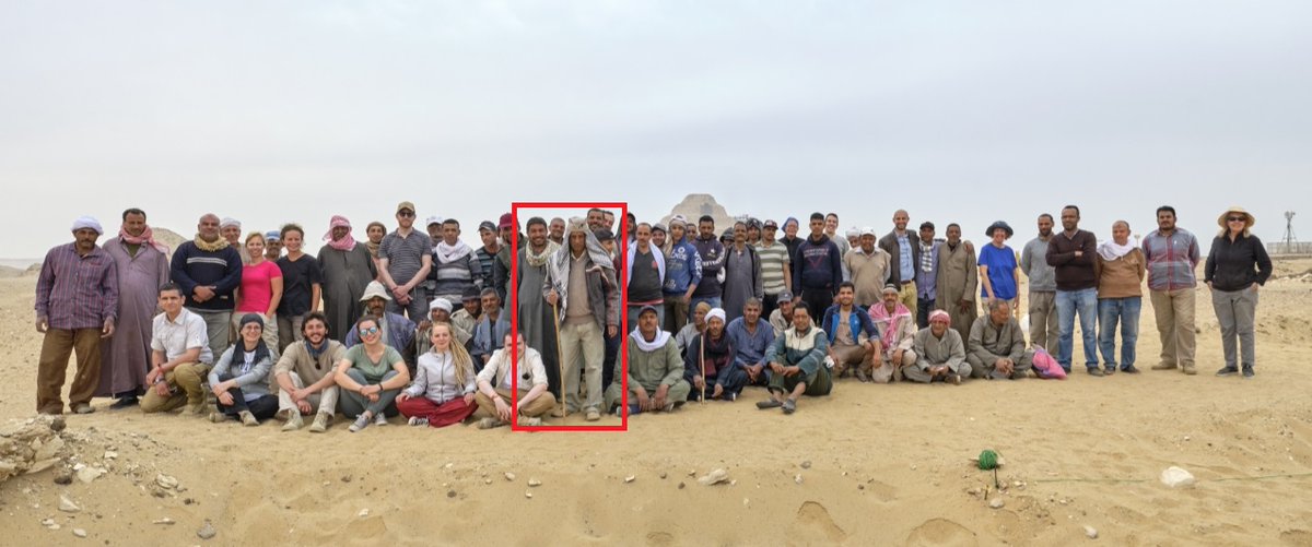Front and centre: Salah el Deen Hasaballa, the mission’s local agent and to his right, Mohamed Fawzy, foreman.