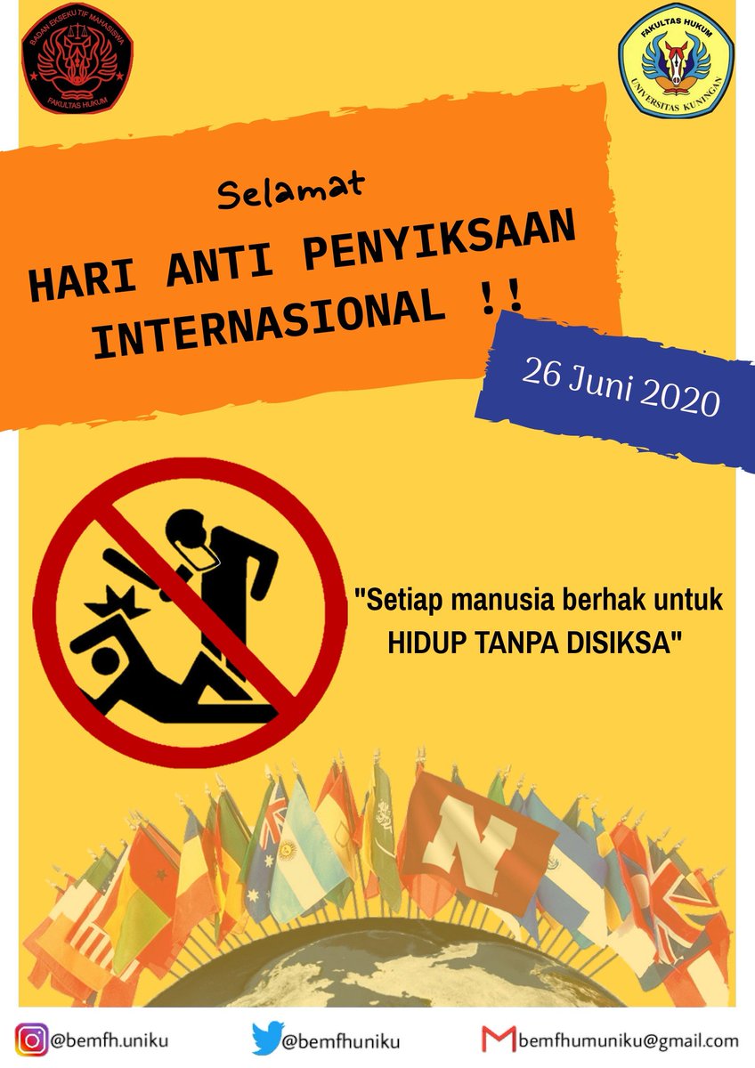 bemfhuniku's tweet photo. [Selamat Hari Anti Penyiksaan Internasional ] Pada tanggal 12 Desember 1997, PBB telah menetapkan tanggal 26 Juni sebagai International Day In Support of Victims of Torture, yang di Indonesia di kenal juga dengan Hari Anti Penyiksaan Internasional diperingati di seluruh dunia✊ https://t.co/DyEYLMmy7o