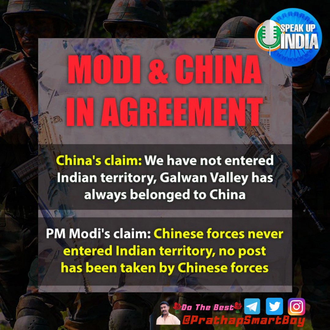 PrathapSmartBoy's tweet photo. Modi &amp; China in Agreement...
#SpeakUpIndia #SpeakUpForJawans #SpecialReport 
#IndianArmyZindabad 
#Warzone https://t.co/UCwhQQNeuS