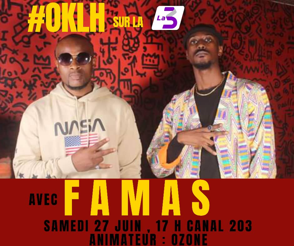 100_100hiphop's tweet photo. @FamasOfficiel1 débarque dans #OKLH ce samedi à 17h sur la 3
@La3officiel
@RTIOfficiel
@ozoneafrikbamba https://t.co/VQvUWjWrxp