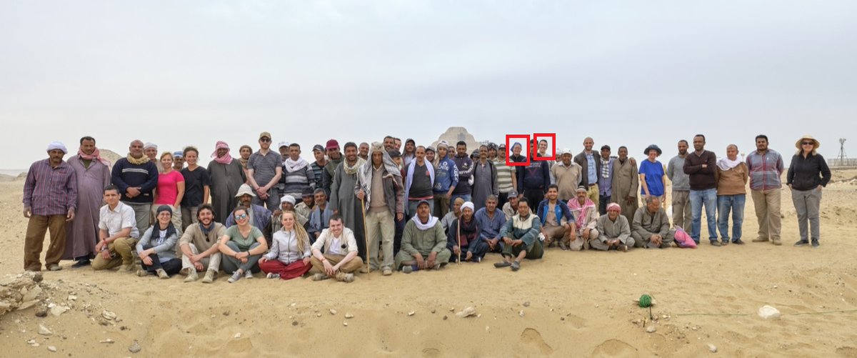 At the back, to the right, field directors Lara Weiss and Christian Greco.