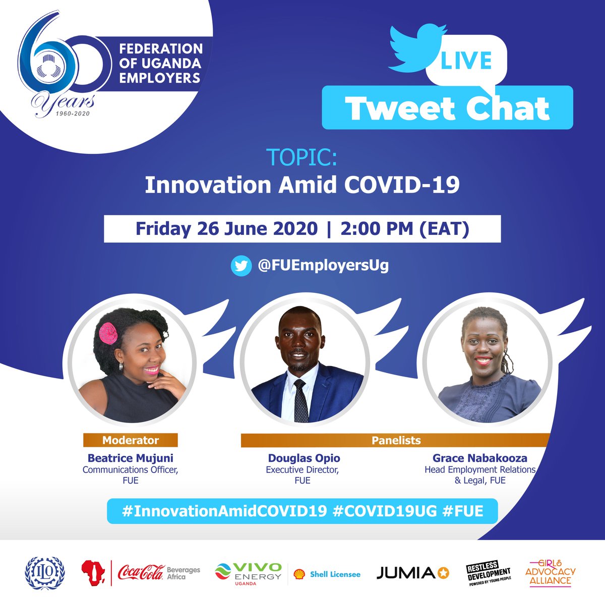 CocaColaBevUg's tweet photo. Be a part of the conversation during the tweet chat happening today at 2pm on “Innovation Amid COVID-19”.
Share your thoughts and questions via the hashtag #InnovationAmidCOVID19. https://t.co/PVs59Us9Z7