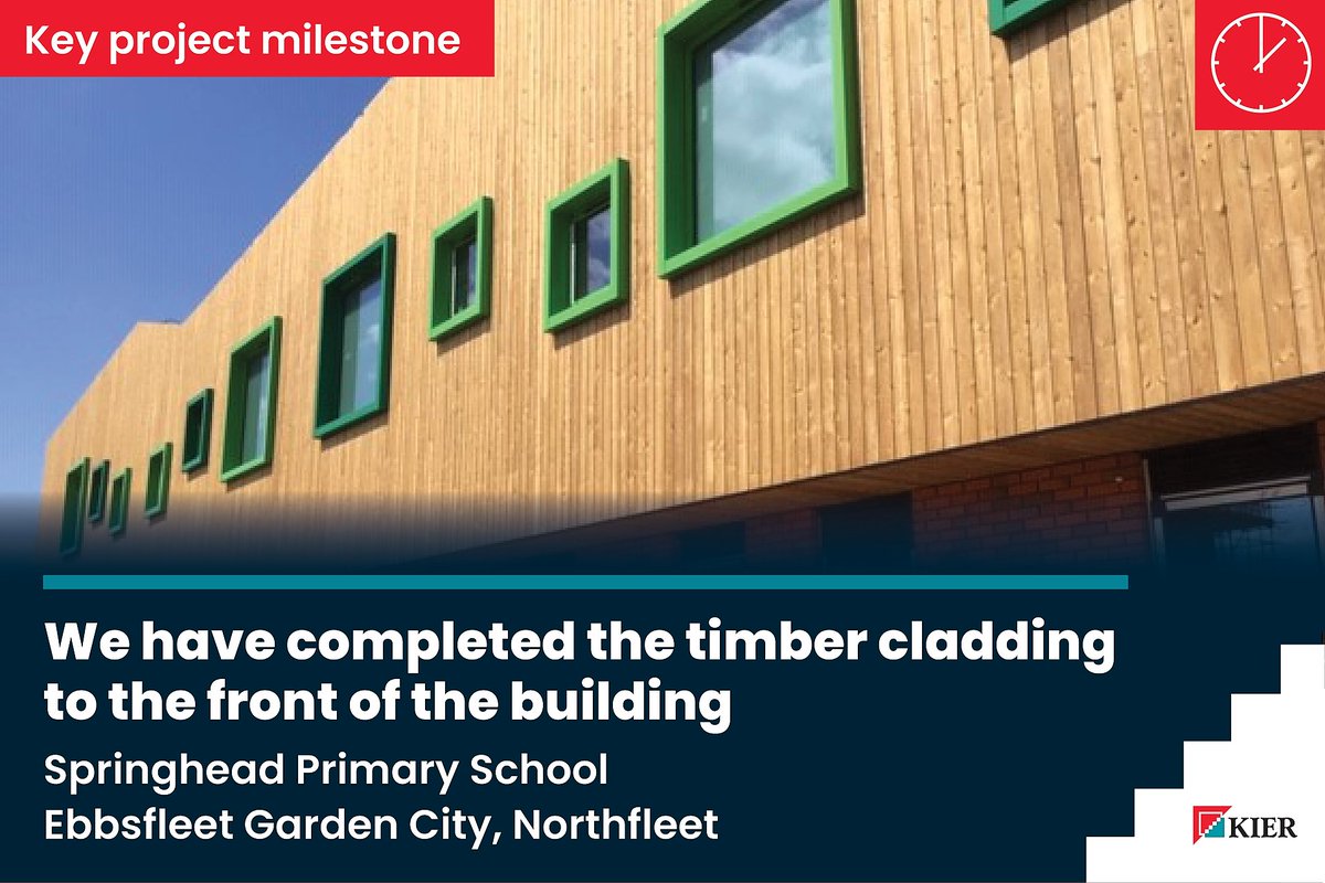 🏗️ #Progress on site at <a href="/springhead_park/">Springhead Park Primary School</a> in Ebbsfleet Garden City Northfleet, is going well, our team is busy with the installation of the facade and at the front of the building they have now completed the timber cladding.👌

#LondonSouthEast #teamwork #proud #modular