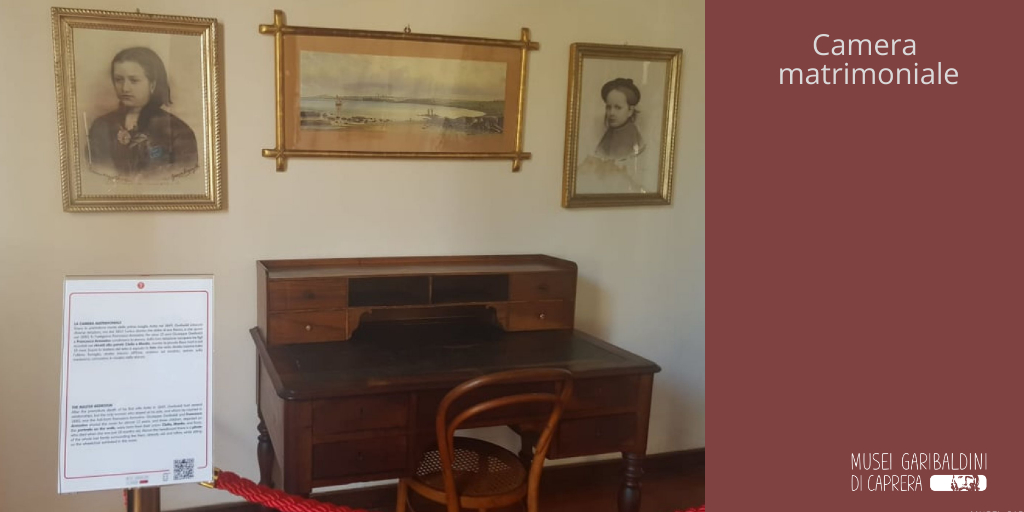 Con il nuovo percorso di visita autonomo, abbiamo inserito i cartelli didascalici e gli approfondimenti QR-CODE accessibili tramite i vostri smartphone o tablet.
Ecco il cartello informativo nella camera matrimoniale di #Garibaldi e Francesca Armosino al #CompendioGaribaldino.