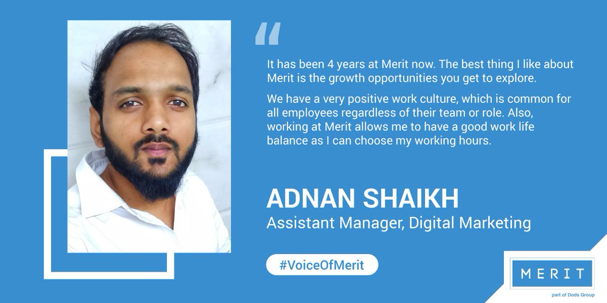 Meritdatatech's tweet photo. A company grows when its employees grow, financially & professionally. We genuinely believe in that & ensure our team is taken care of.
Write to us at jobs@meritgroup.co.uk if you wish to join us!
#EmployeeTestimonial #VoiceOfMerit #EmployeeExperience #LifeAtMerit #MeritGroup https://t.co/mzZIZbBUAx