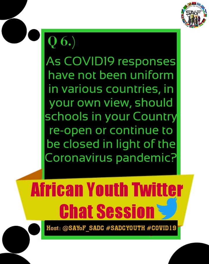 SAYoF_Official's tweet photo. As we prepare to conclude here is our Q6&amp;whats your take? #SADCYOUTH #AYFC @MasaisaiSaymore @signsofhopezim @LaMasilelaNdo @YaliZimChapter @YPEZim @SABCNews @badrujumah @SylvaArmel @KattMotsoeneng @KgomotsoMoagaes @Charllence @Abbey263 @PWegesa @argal_fleurot @SimbisoVengai https://t.co/zVzQBQR6qC