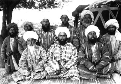 People of  #Samarkand: Portrait of a group of men. 1876-1897. Photos of the Russian Geographical Society, Colonel Leon Borshchevsky (1849-1910).