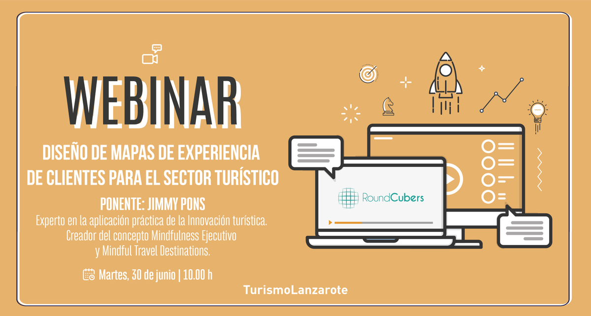 Webinar: "Diseño de mapas de experiencias de clientes para el sector turístico"

Ponente: Jimmy Pons, experto en la aplicación práctica de la Innovación turística.
Fecha: Martes 30 de junio, a las 10.00 h

➡ Inscripción: ow.ly/FF8O30qTzcg 

#Noticia | #Turismo | #Lanzarote