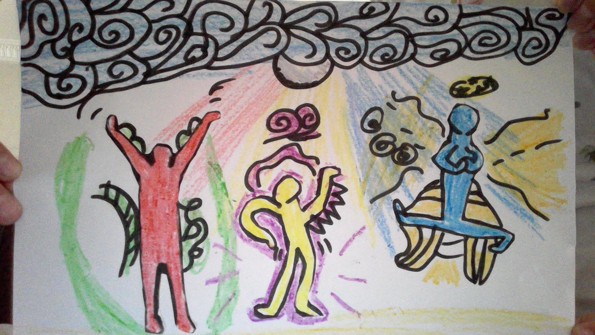 ArtDownsend's tweet photo. I love these so much! Our Artists of the Week this week are Edward C, Beste D, Francesca B, Grace A and Max A for their colourful ‘dancing’ figures, based on the work of Keith Haring @DownsendSchool https://t.co/TEfAVtrOUA