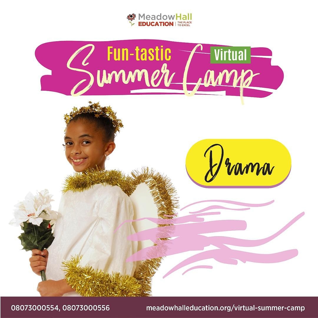 MeadowHallGroup's tweet photo. Give your child the opportunity to express their emotions in a supportive environment today by helping them sharpen their drama skills while having fun. 

Enrol your child at our Virtual Summer Camp today! 
Time: 3:30-5:30 Cost: From N2500 per week https://t.co/0Xc7QSBedd