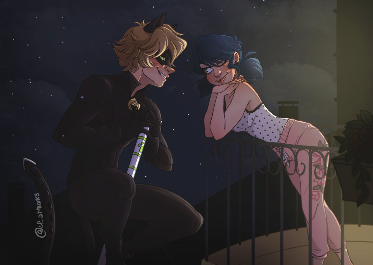 Fanart voted by patrons ✨ You can also find the drawing timelapse on my page (1€/month subscription)  #marichat #miraculous #balcony #marinette #chatnoir