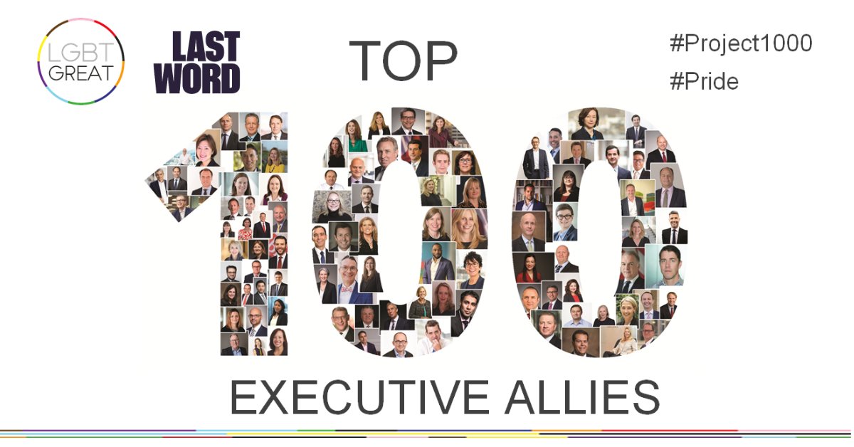 Today is the launch of the LGBT Great Top 100 Executives Allies list and <a href="/Last_Word_Media/">Last Word</a> is proud to be represented in this inspiring initiative. Discover the 100 leaders demonstrating supportive allyship towards others > lgbtgreat.com/Top-100 
#Pride #Project1000 #YouMeUsWe
