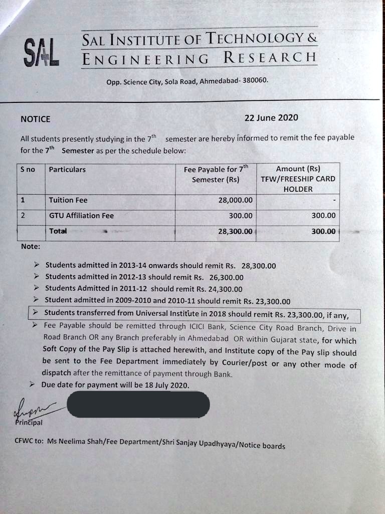 kunjaalrayka20's tweet photo. #EDUCATIONMAFIA #SALCollage is forcing students to pay fees in this covid19 situation where whole world is strugling for economic balance so stop torcher and giveus time upto dec/2020 to pay fees
#shameonsal
#give_relief_to_students #Extend_time_for_fees @NiyatiMIRROR https://t.co/ShYH2DgZhm