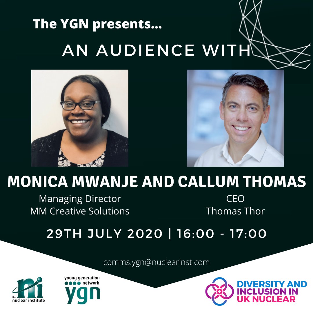 NI_YGN's tweet photo. New event open! 🎉🎉🎉 The YGN are pleased to present "An Audience with Monica Mwanje and Callum Thomas". You can read more about the event here: https://t.co/J3CLf8I4fQ

Please register your interest at comms.ygn@nuclearinst.com. https://t.co/GlAu6J57LE