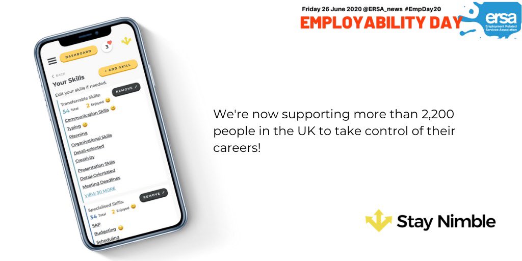 On #EmpDay20, the <a href="/ersa_news/">ERSA</a> team are highlighting the hard work done by employment services across the UK.

<a href="/StayNimble/">Stay Nimble</a> is proud to be part of this vital sector as we continue to develop new technologies to support workers throughout their careers. #CareerTechChallenge