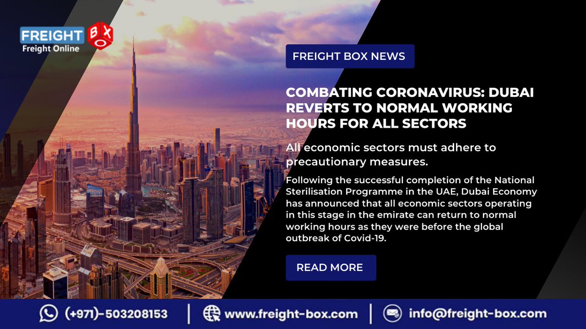 freight_box's tweet photo. Dubai Economy has announced to re-open every businesses to normal working hours .
Read more at: https://t.co/glSJpakIXA
For more details ,https://t.co/CzPwGLGcDI.
#Freight #FreightBox #Shipping #logistics #trucking #cargo #info #traders #supplychain #services #Dubai #UAE https://t.co/US4aP8pMPD