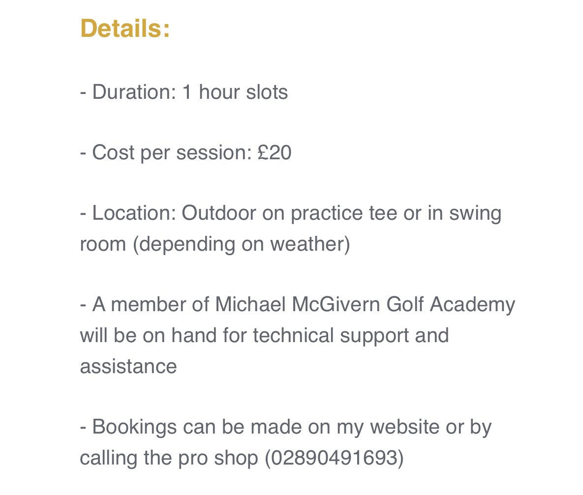 I am excited to announce a new offering within the Michael McGivern Golf Academy. Trackman will be avilable for rental on the practice ground to anyone who wants to use it in order to aid their practice sessions. Slide for details. Link in bio for bookings. #trackman #golf
