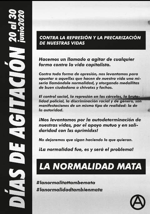 Nosaltres també ens sumem a  setmana d'agitació! Contra la represió, la precarització, el capitalisme y la normalitat, organització, lluita, i solidaritat.