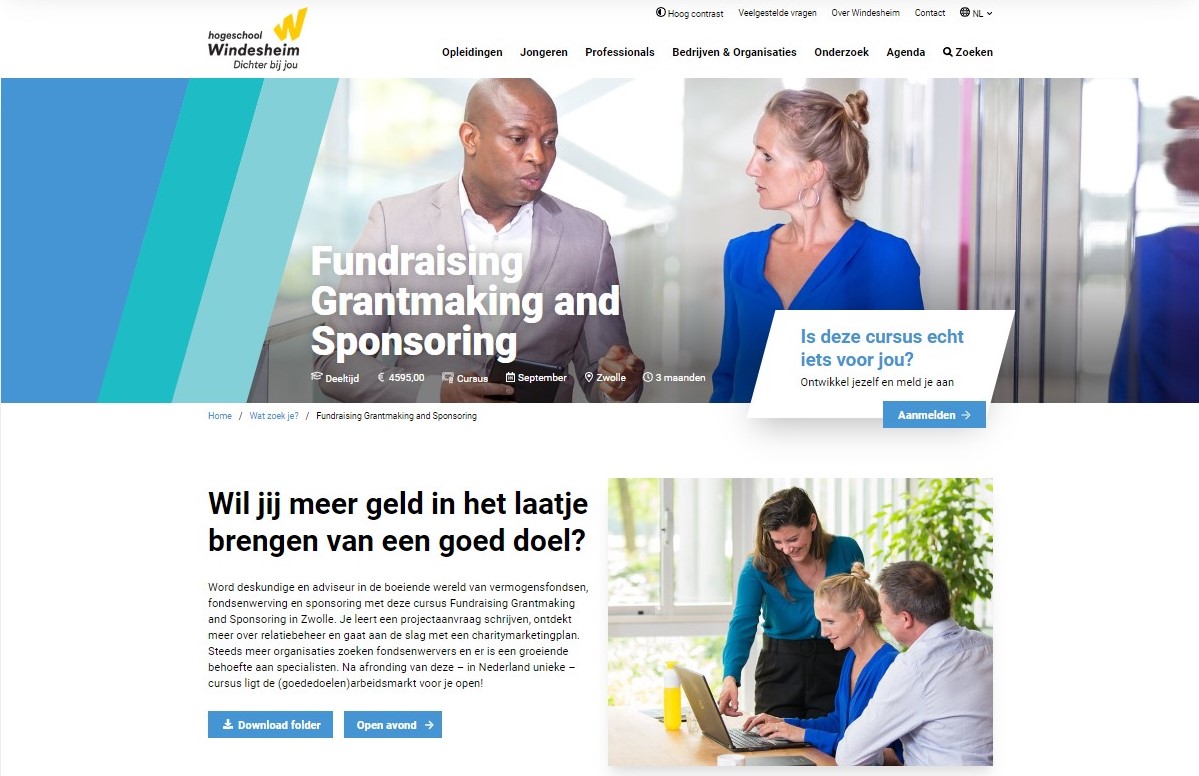 bertsleijster's tweet photo. Al gezien? #Windesheim heeft een gloednieuwe website! Met info over oa 'Fundraising Grantmaking &amp; Sponsoring' en 'Sociaal Ondernemen' - unieke opleidingen in NL, zie https://t.co/YgqJyyzy1b en https://t.co/UpOYzuFbJ0 - pleaseRT 😉 https://t.co/u4Q6TCneoj