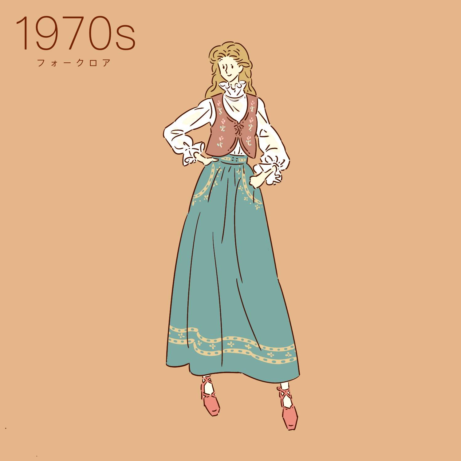 巡りめくるファッション史 服 歴史 知識 勉強 1970s フォークロア ファッション イラスト ファッションイラスト 知識 Kenzo スタイル画 T Co Amnm7woqdr Twitter