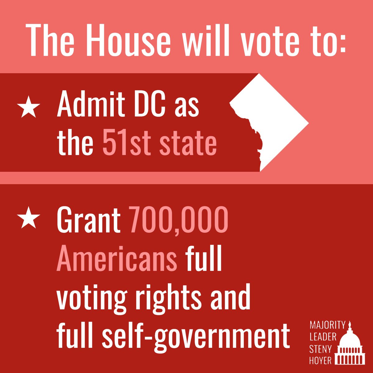 RT if you believe the House of Representatives should pass HR 51 for #DCStatehood today