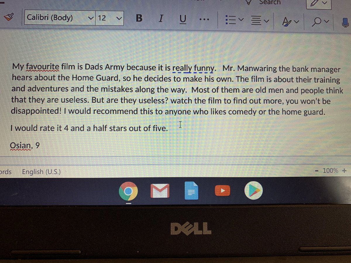 Film review Osian age 9.  @intofilm_edu #review100 @Pencae2