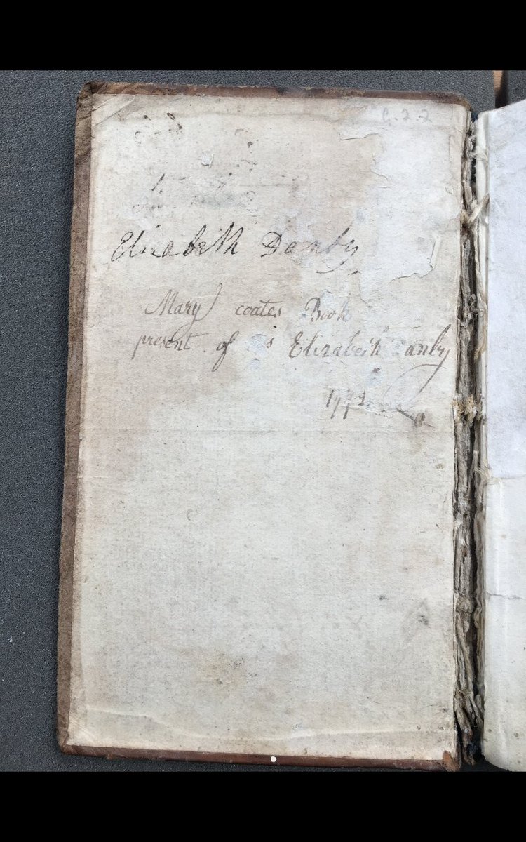 Marks of recording supplement ownership sigs and detail book acquisition. Manuscript inscriptions in a 1765 copy of Clarissa at Townend detail the date the book was gifted to Elizabeth Danby. Book gifting was common throughout the period.  #EMQuon 7/14