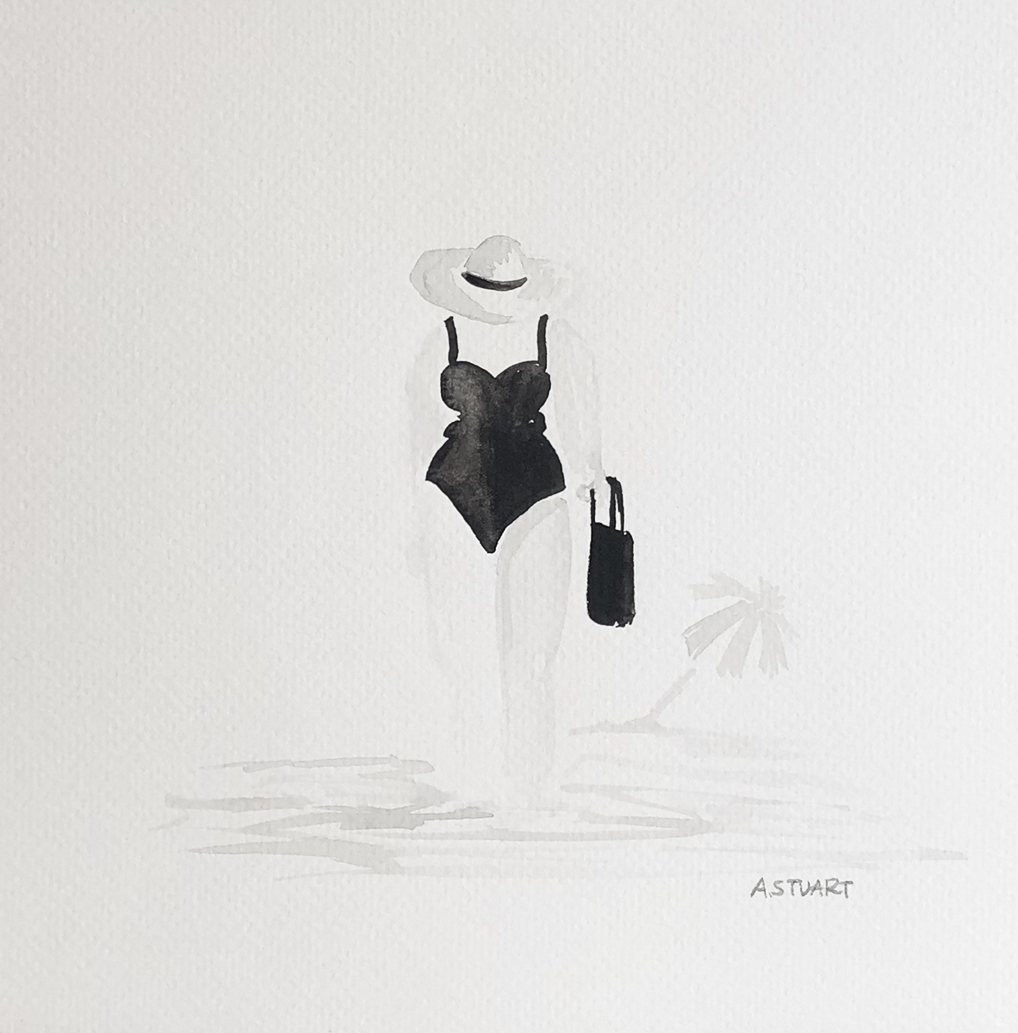 #BeachWomen 💙 The #monochromatic veiled woman yearns for her depth to be understood by the waves that stall her life.

14 #paintings series 
+ criticism 🙏 
More info, link in bio

#watercolor #beachlife #fourthtrimester #feministart #femaleartist #contemporaryartist #motherhood