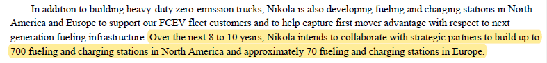 So you need 8-10 years to build "UP TO" 700 fueling stations. If I order and get my Nikola Two in 2023, are there enough fueling stations that I can drive anywhere? How many will there be? And: Only 70 fueling stations in Europe that's not much!