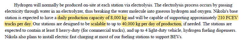 [calculations]A Nikola fueling station can supply 210 trucks a day. They will have "up to" 700 fueling stations so that adds up to 147,000 trucks a day. How feasible and expensive the scaling is? I don't know.