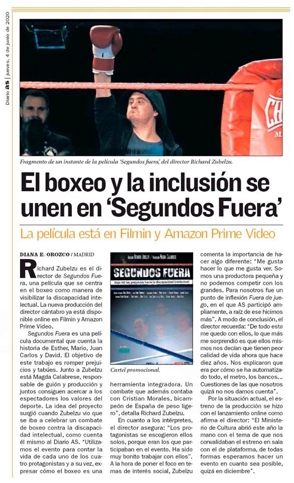 AfaniasAsociac's tweet photo. "SEGUNDOS FUERA" Se estrena en @PrimeVideoES y @Filmin el documental que protagonizan personas con discapacidad intelectual de @AfaniasAsociac, realizado por Objetivo Family Films. Pronto haremos pase privado en cines para todos los interesados! +info en: https://t.co/cmH6cTGXw9 https://t.co/09F8dG4PyP
