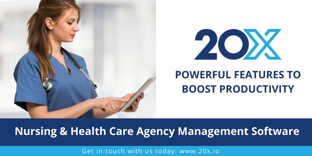 20X_IO's tweet photo. 20x is a compelling software designed explicitly for Nursing &amp; health care agencies. Save hundreds of hours of administration time by cutting off time-wasting phone calls and let 20X handle your Rostering, Timesheets, Invoicing, Pay etc. 

#20X #NursingAgencyManagement https://t.co/qVr1MkF0Ox